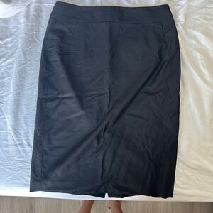 Ann Taylor Black High Waisted Midi Skirt with Subtle Back Slit